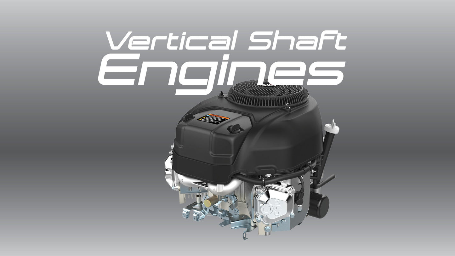 Vertical shaft engine on a gray background with 'Vertical Shaft Engines' text.