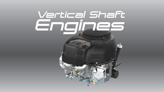 Vertical shaft engine on a gray background with 'Vertical Shaft Engines' text.